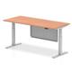 Air Modesty 1800 x 800mm Height Adjustable Office Desk Beech Top Silver Leg With Silver Steel Modesty Panel