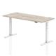 Air 1800 x 800mm Height Adjustable Office Desk Grey Oak Top Cable Ports White Leg