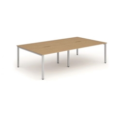 Evolve Plus 1200mm B2B 4 Person Office Bench Desk Oak Top Silver Frame