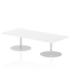 Italia 1800 x 800mm Rectangular Coffee Table White Top 475mm High Silver Leg