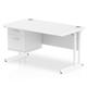 Impulse 1400 x 800mm Straight Office Desk White Top White Cantilever Leg Workstation 1 x 2 Drawer Fixed Pedestal