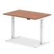 Air 1200 x 800mm Height Adjustable Office Desk Walnut Top Cable Ports White Leg
