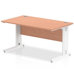 Impulse 1400 x 800mm Straight Office Desk Beech Top White Cable Managed Leg