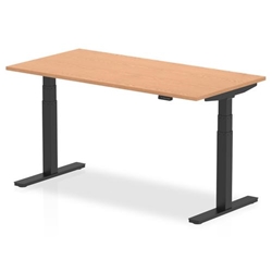 Air 1600 x 800mm Height Adjustable Office Desk Oak Top Black Leg
