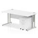 Impulse 1600 x 800mm Straight Office Desk White Top Silver Cantilever Leg Workstation 2 Drawer Mobile Pedestal