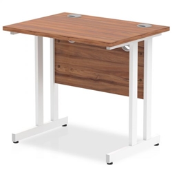 Impulse 800 x 600mm Straight Office Desk Walnut Top White Cantilever Leg