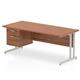 Impulse 1800 x 800mm Straight Office Desk Walnut Top Silver Cantilever Leg Workstation 1 x 2 Drawer Fixed Pedestal