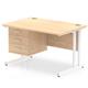 Impulse 1200 x 800mm Straight Office Desk Maple Top White Cantilever Leg Workstation 1 x 3 Drawer Fixed Pedestal