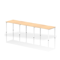Evolve Plus 1200mm Single Row 3 Person Office Bench Desk Maple Top White Frame