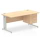 Impulse 1600 x 800mm Straight Office Desk Maple Top Silver Cable Managed Leg Workstation 1 x 3 Drawer Fixed Pedestal