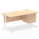 Impulse 1600 x 800mm Straight Office Desk Maple Top White Cantilever Leg Workstation 1 x 3 Drawer Fixed Pedestal