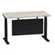Air Modesty 1400 x 800mm Height Adjustable Office Desk Grey Oak Top Cable Ports Black Leg With Black Steel Modesty Panel