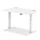 Air 1200 x 800mm Height Adjustable Office Desk White Top Cable Ports White Leg