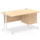 Impulse 1400 x 800mm Straight Office Desk Maple Top White Cantilever Leg Workstation 1 x 3 Drawer Fixed Pedestal