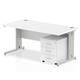 Impulse 1800 x 800mm Straight Office Desk White Top Silver Cable Managed Leg Workstation 3 Drawer Mobile Pedestal