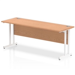 Impulse 1800 x 600mm Straight Office Desk Oak Top White Cantilever Leg