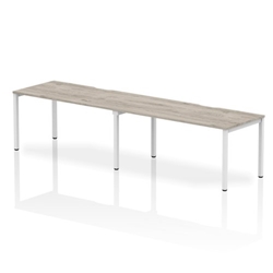 Evolve Plus 1600mm Single Row 2 Person Office Bench Desk Grey Oak Top White Frame
