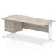 Impulse 1800 x 800mm Straight Office Desk Grey Oak Top White Cable Managed Leg Workstation 1 x 2 Drawer Fixed Pedestal