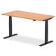 Air 1600 x 800mm Height Adjustable Office Desk Oak Top Cable Ports Black Leg