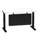Air Modesty 1400 x 800mm Height Adjustable Office Desk White Top Cable Ports Black Leg With Black Steel Modesty Panel