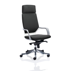 Xenon Executive White Shell High Back With Headrest Black Fabric