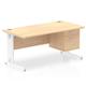 Impulse 1600 x 800mm Straight Office Desk Maple Top White Cable Managed Leg Workstation 1 x 2 Drawer Fixed Pedestal