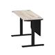 Air Modesty 1400 x 600mm Height Adjustable Office Desk Grey Oak Top Cable Ports Black Leg With Black Steel Modesty Panel