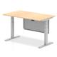 Air Modesty 1400 x 800mm Height Adjustable Office Desk Maple Top Silver Leg With Silver Steel Modesty Panel