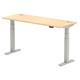 Air 1600 x 600mm Height Adjustable Office Desk Maple Top Cable Ports Silver Leg