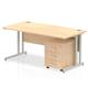Impulse 1400 x 800mm Straight Office Desk Maple Top Silver Cantilever Leg Workstation 3 Drawer Mobile Pedestal