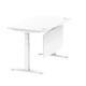 Air Modesty 1400 x 800mm Height Adjustable Office Desk White Top Cable Ports White Leg With White Steel Modesty Panel