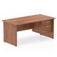 Impulse 1600 x 800mm Straight Office Desk Walnut Top Panel End Leg Workstation 1 x 2 Drawer Fixed Pedestal