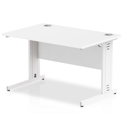Impulse 1200 x 800mm Straight Office Desk White Top White Cable Managed Leg