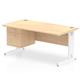 Impulse 1600 x 800mm Straight Office Desk Maple Top White Cable Managed Leg Workstation 1 x 2 Drawer Fixed Pedestal