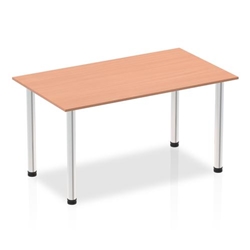 Impulse 1400mm Straight Table Beech Top Chrome Post Leg