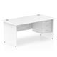 Impulse 1600 x 800mm Straight Office Desk White Top Panel End Leg Workstation 1 x 3 Drawer Fixed Pedestal