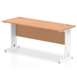 Impulse 1600 x 600mm Straight Office Desk Oak Top White Cable Managed Leg