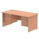 Impulse 1600 x 800mm Straight Office Desk Beech Top Panel End Leg Workstation 2 x 2 Drawer Fixed Pedestal