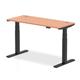 Air 1400 x 600mm Height Adjustable Office Desk Beech Top Cable Ports Black Leg