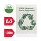 Rexel 100% Recycled A4 Folders Embossed Extra Strong Polypropylene 100 Micron (Pack 100) 2115704