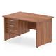 Impulse 1200 x 800mm Straight Office Desk Walnut Top Panel End Leg Workstation 1 x 3 Drawer Fixed Pedestal