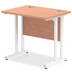Impulse 800 x 600mm Straight Office Desk Beech Top White Cantilever Leg