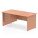 Impulse 1600 x 800mm Straight Office Desk Beech Top Panel End Leg Workstation 1 x 3 Drawer Fixed Pedestal