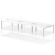 Impulse Bench B2B 6 Person 1600 Silver Frame Office Bench Desk White
