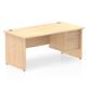 Impulse 1600 x 800mm Straight Office Desk Maple Top Panel End Leg Workstation 1 x 2 Drawer Fixed Pedestal