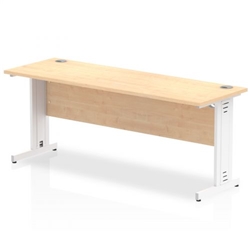 Impulse 1800 x 600mm Straight Office Desk Maple Top White Cable Managed Leg