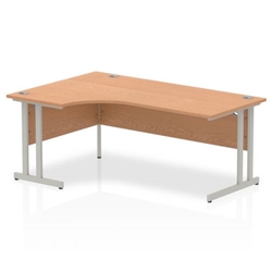 Impulse 1800mm Left Crescent Office Desk Oak Top Silver Cantilever Leg
