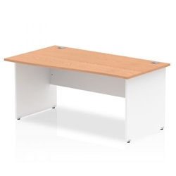 Impulse 1600 x 800mm Straight Office Desk Oak Top White Panel End Leg