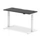 Air Black Series 1400 x 600mm Height Adjustable Desk Black Top with Cable Ports White Leg