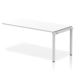 Evolve Plus 1600mm Single Row Office Bench Desk Ext Kit White Top Silver Frame